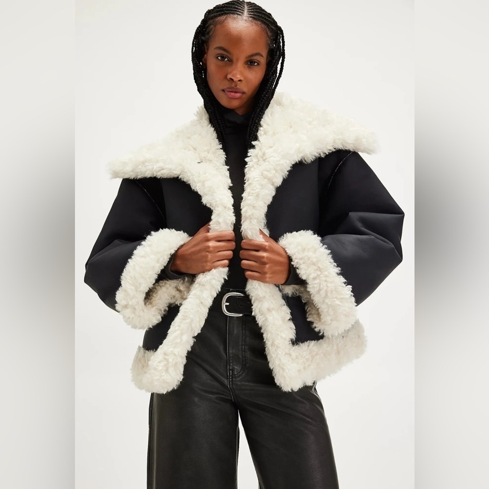Free People Kiki Sherpa Jacket– Black (Size M)